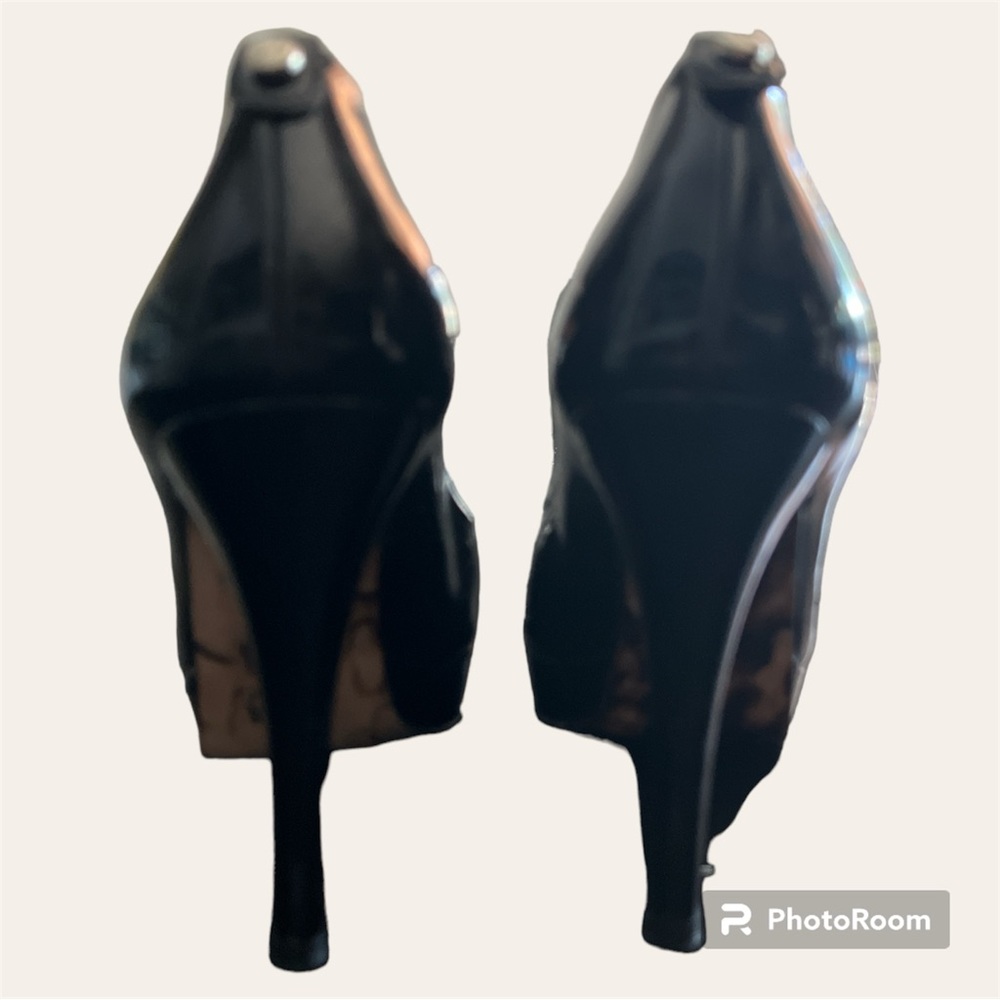 Stuart Weitzman , Black Patent Leather Heels Size 8.5., Peep Toes, 4 Inch Heels - Picture 8 of 12